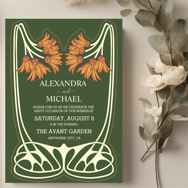Invitation Mariage romantique Art Nouveau (Créateur téléchargé)