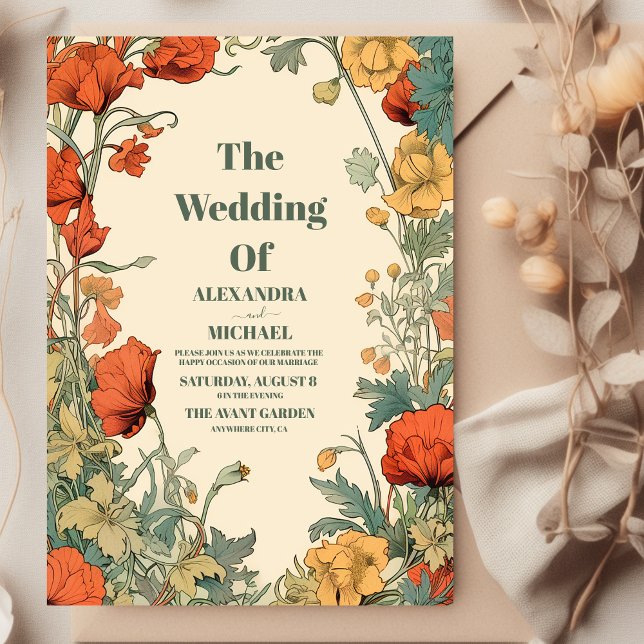 Invitation Mariage romantique Art Nouveau (Créateur téléchargé)