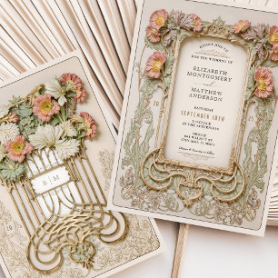 Invitation Mariage romantique Art Nouveau