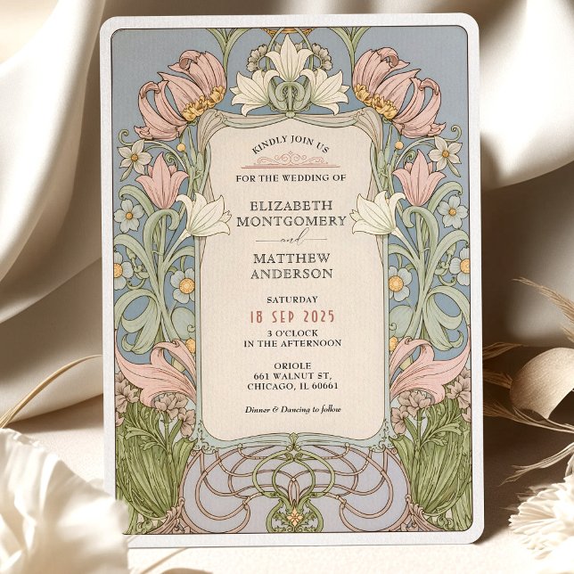 Invitation Mariage romantique Art Nouveau Printemps (Créateur téléchargé)