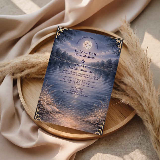 Invitation Mariage Romantique au Clair de Lune dans une Forêt (Créateur téléchargé)