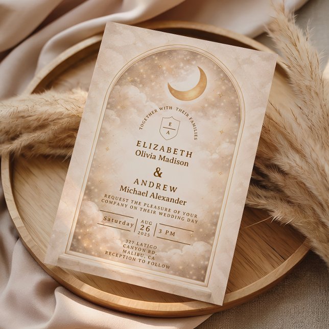 Invitation Mariage Romantique au Clair de Lune de Style Rétro (Créateur téléchargé)