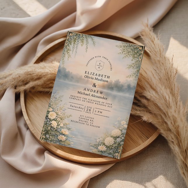 Invitation Mariage Romantique au Lac Wildflower Forest (Créateur téléchargé)