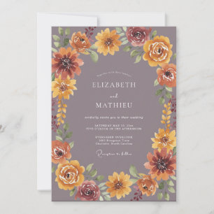 Invitation Mariage Romantique Automnal Bourguignon