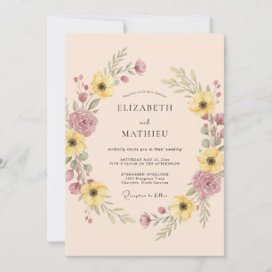 Invitation Mariage Romantique aux Fleurs de Pêche Pâle