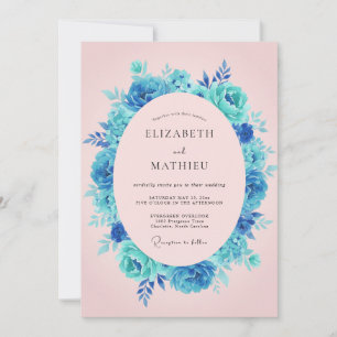 Invitation Mariage Romantique aux Fleurs de Teal