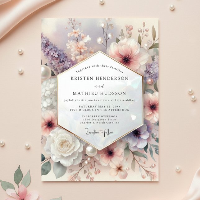 Invitation Mariage Romantique aux Fleurs Mauves (Créateur téléchargé)