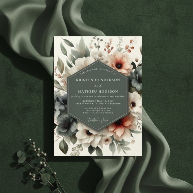 Invitation Mariage Romantique aux Fleurs Rose Poussiéreuses (Créateur téléchargé)