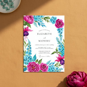 Invitation Mariage Romantique aux Floraisons Magenta