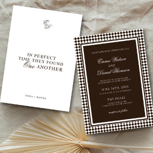 Invitation Mariage Romantique aux Frontières Arlequin Brun Ch