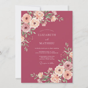 Invitation Mariage Romantique aux Fruits Rouges