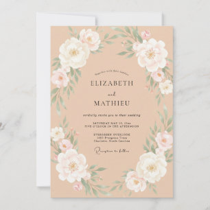 Invitation Mariage Romantique aux Pivoines et Champagne