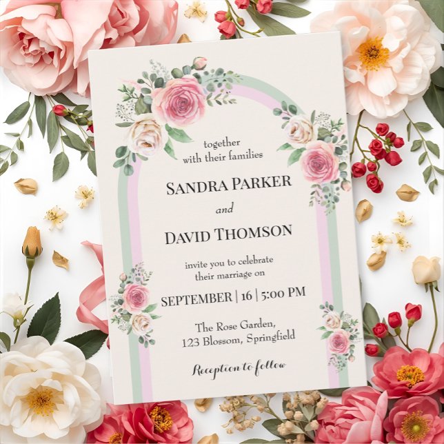 Invitation Mariage Romantique avec Arche Fleurie aux Pastels  (Créateur téléchargé)