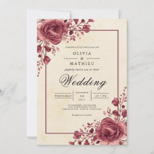 Invitation Mariage Romantique avec Arche Florale de Baies Pro