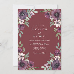Invitation Mariage Romantique avec Fleurs de Laurier de Bourg