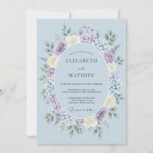 Invitation Mariage Romantique Azur Doux