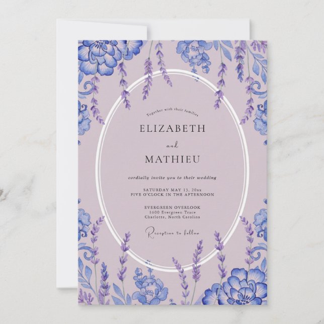 Invitation Mariage Romantique Botanique à l'Aquarelle de Lava (Devant)