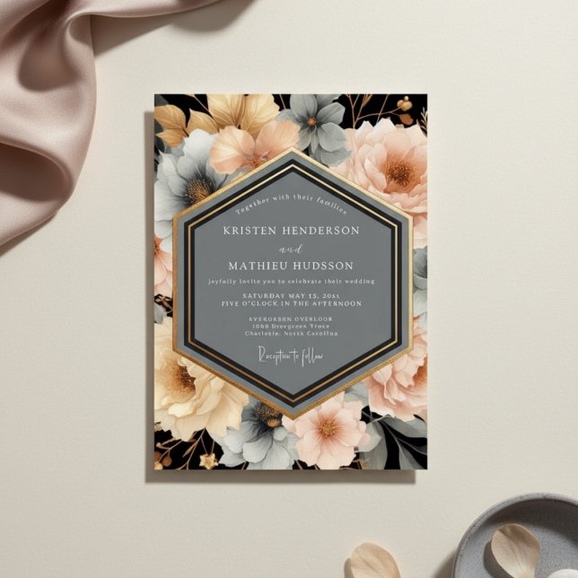 Invitation Mariage Romantique Botanique aux Fleurs de Pêcher (Créateur téléchargé)
