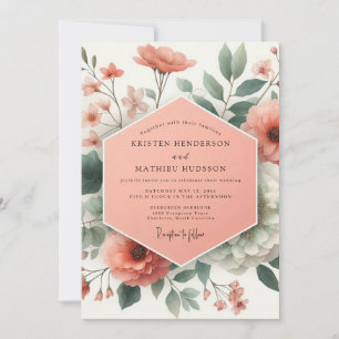 Invitation Mariage Romantique Botanique aux Pêches