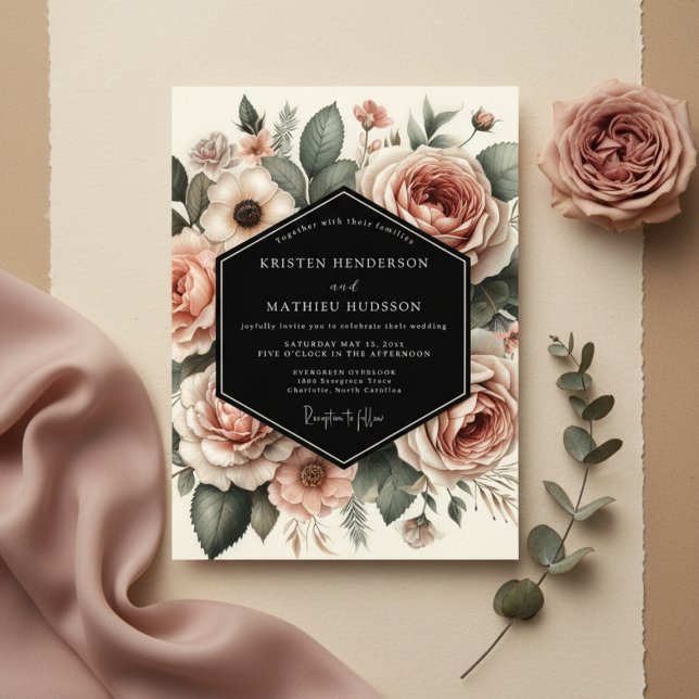 Invitation Mariage Romantique Botanique Blush Bloom (Créateur téléchargé)