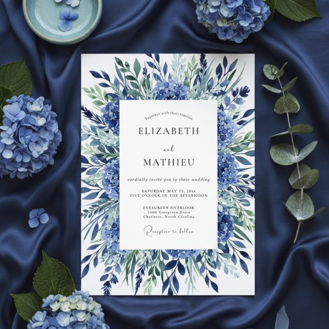 Invitation Mariage Romantique Botanique de la Marine (Créateur téléchargé)