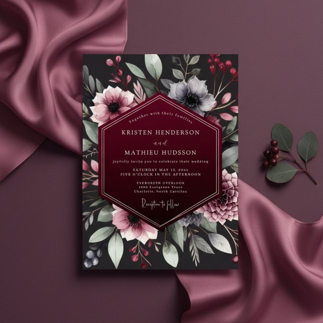 Invitation Mariage Romantique Botanique en Bourgogne (Créateur téléchargé)