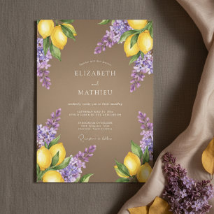 Invitation Mariage Romantique Botanique Lilas Jaune