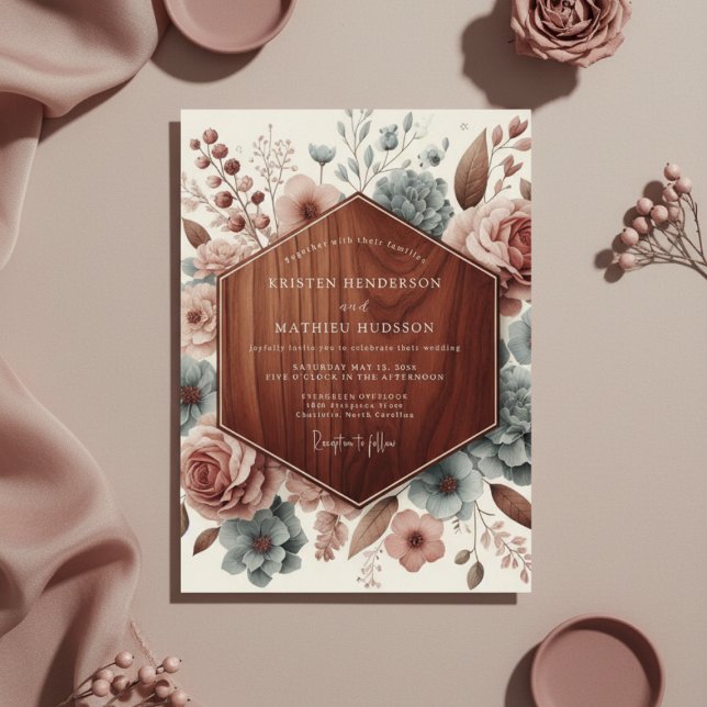 Invitation Mariage Romantique Botanique Mauve (Créateur téléchargé)