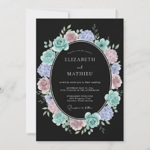 Invitation Mariage Romantique Botanique Mauve Sarcelle