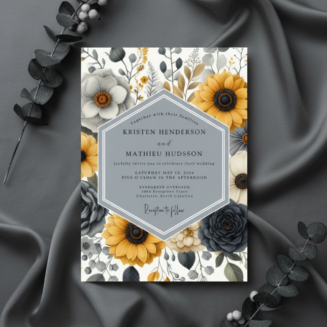Invitation Mariage Romantique Botanique Ocre (Créateur téléchargé)
