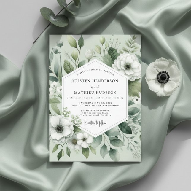 Invitation Mariage Romantique Botanique Sage (Créateur téléchargé)