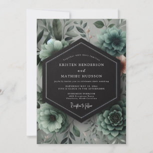 Invitation Mariage Romantique Botanique Sarcelle
