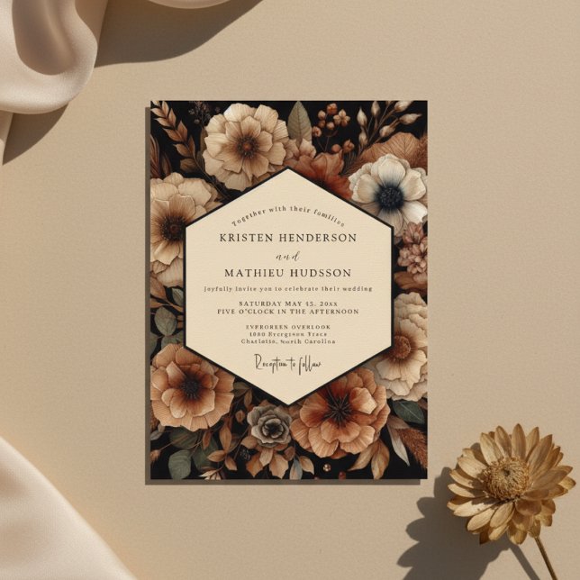 Invitation Mariage Romantique Botanique Sienne (Créateur téléchargé)