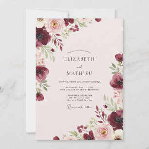 Invitation Mariage Romantique Bourguignon Intemporel