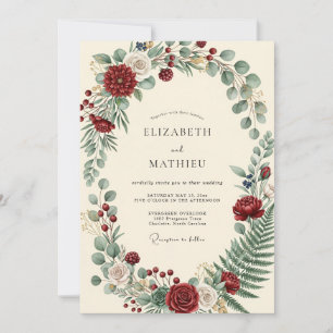 Invitation Mariage Romantique Bourguignon Verdoyant