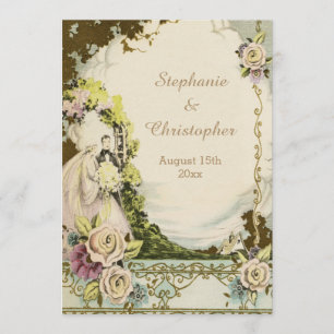 Invitation Mariage romantique chic vintage de jeune mariée et