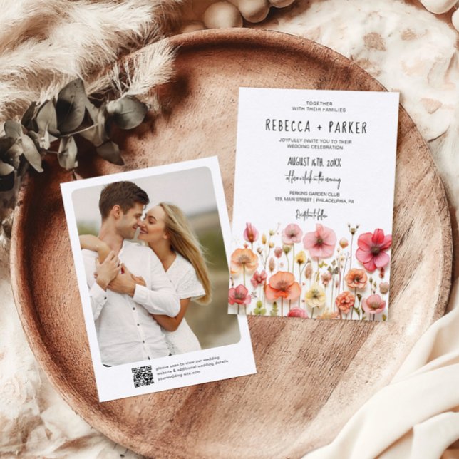 Invitation Mariage romantique code qr RSVP dos (Créateur téléchargé)
