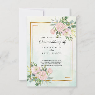 Invitation Mariage romantique cottage rose floral