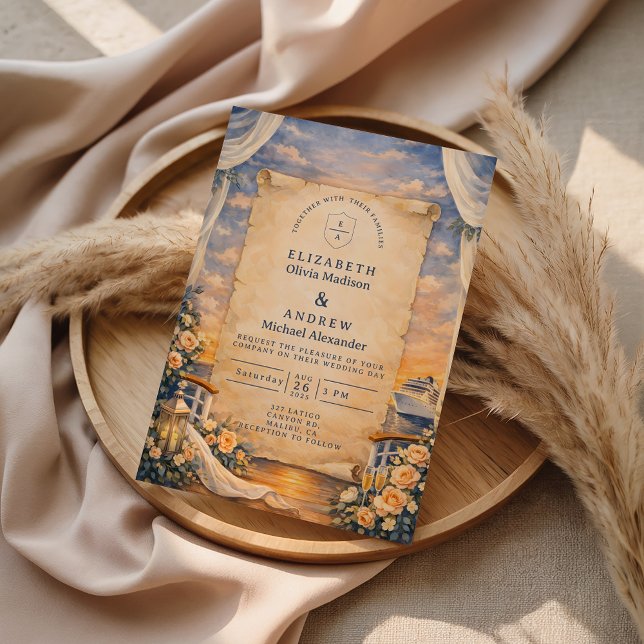 Invitation Mariage Romantique Croisière Coucher de Soleil (Créateur téléchargé)
