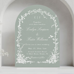 Invitation Mariage romantique dans un jardin botanique avec a