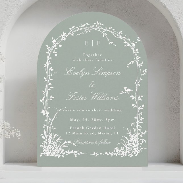 Invitation Mariage romantique dans un jardin botanique avec a (Créateur téléchargé)