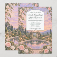 Mariage romantique dans un jardin de roses roses