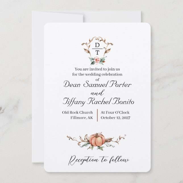 Invitation Mariage Romantique d'Automne  (Devant)