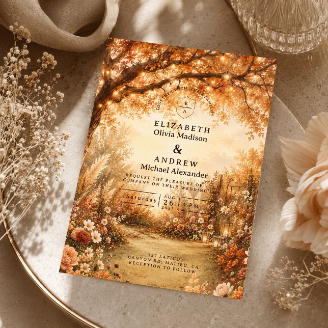Invitation Mariage romantique d'automne dans le jardin (Créateur téléchargé)