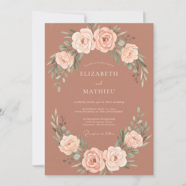 Invitation Mariage Romantique d'Automne en Terracotta (Devant)