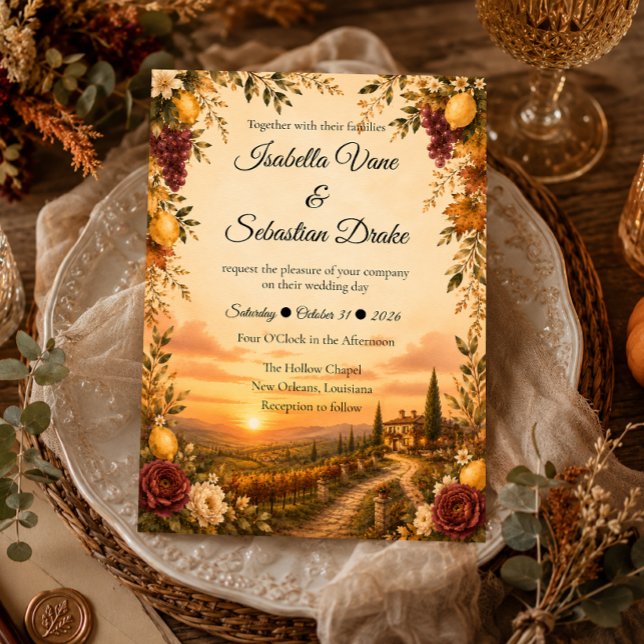 Invitation Mariage Romantique d'Automne Tuscan Rustique (Créateur téléchargé)