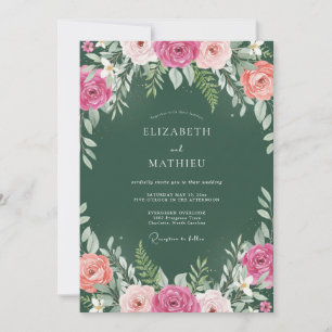 Invitation Mariage Romantique de Chasseur Vert Moody