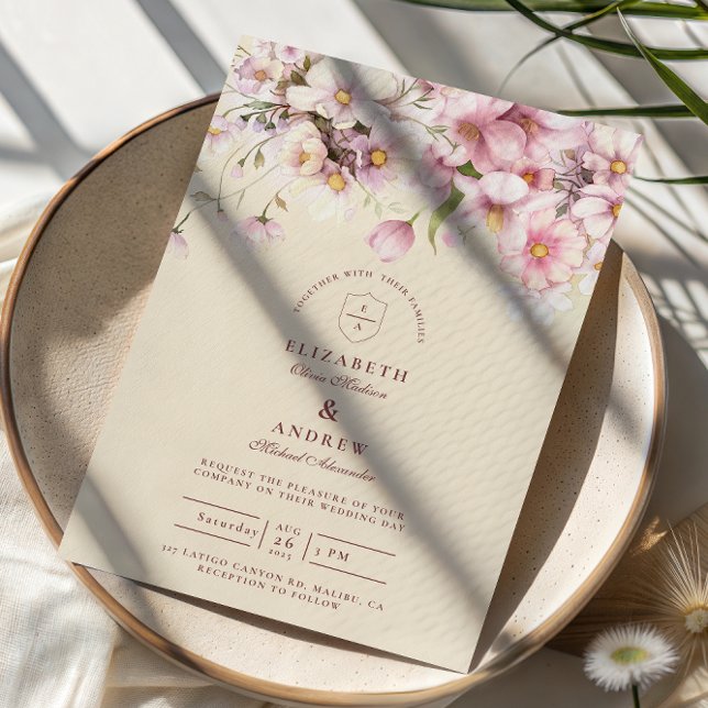 Invitation Mariage Romantique de Fleurs Printanières (Créateur téléchargé)