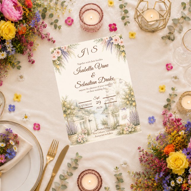 Invitation Mariage romantique de jardin côtier (Créateur téléchargé)