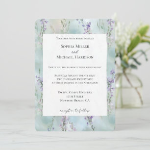 Invitation Mariage romantique de jolies fleurs violettes